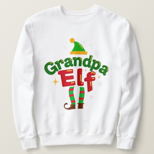 Grandpa Elf Holiday Matching Family Top スウェットシャツ (デザイン正面)