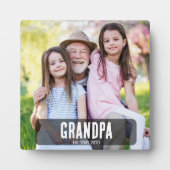 Grandpa Est. White grunge script photo フォトプラーク (正面)