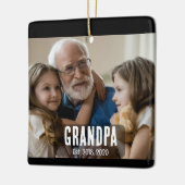 Grandpa Est. White grunge text photo セラミックオーナメント (左)