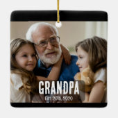 Grandpa Est. White grunge text photo セラミックオーナメント (裏面)