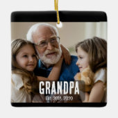 Grandpa Est. White grunge text photo セラミックオーナメント (正面)