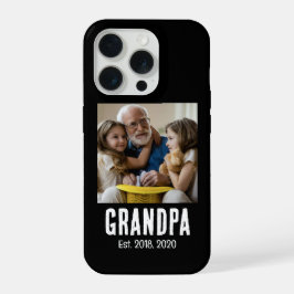 Grandpa Est. White grunge text photo iPhone 15 Proケース