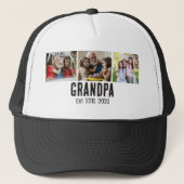 Grandpa established black grunge script 3 photo キャップ (正面)