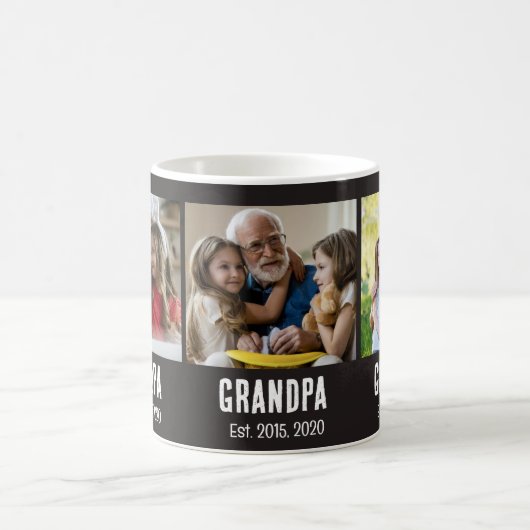 Grandpa established black grunge script 3 photo コーヒーマグカップ (中央)