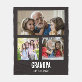 Grandpa established black grunge script 3 photo フリースブランケット