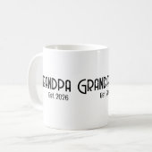 Grandpa Established est. year grunge text コーヒーマグカップ (正面左)