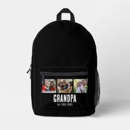 Grandpa Established grunge Script Black 3 Photo プリントバックパック