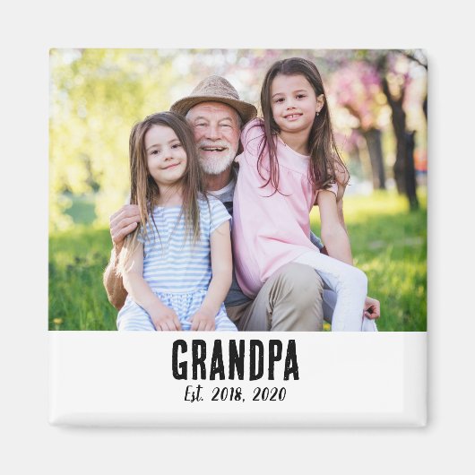 Grandpa Established Photo Gift Magnet マグネット (正面)
