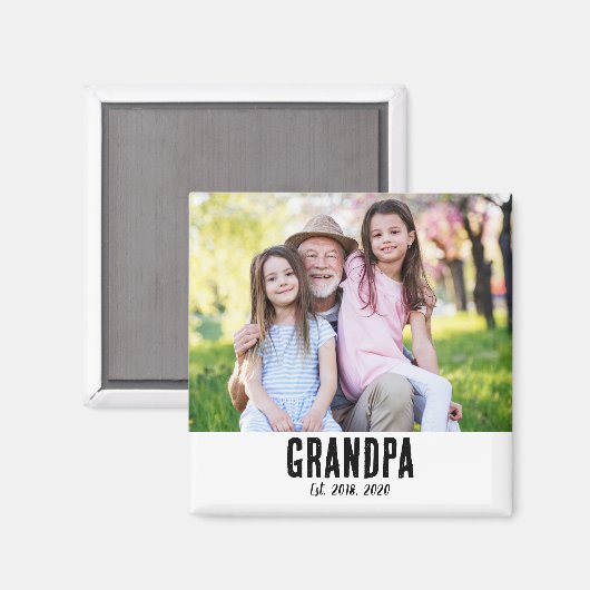 Grandpa Established Photo Gift Magnet マグネット (正面/裏面)