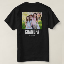 Grandpa Established Photo Grunge text T-Shirt Tシャツ