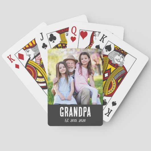 Grandpa Established White grunge Script Photo トランプ (裏面)