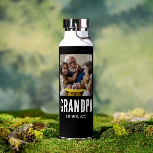 Grandpa established white grunge text photo ウォーターボトル (アウトドア (回転後))