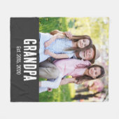 Grandpa Established White Script Photo フリースブランケット (正面(横))