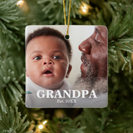 GRANDPA Established Year Photo Ceramic Ornament セラミックオーナメント