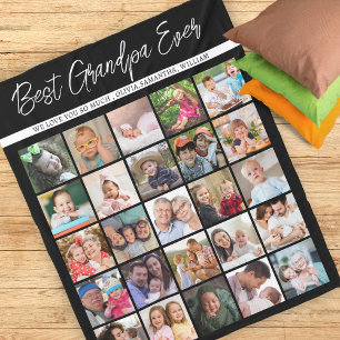 Grandpa Ever 25最高のフォトコラージュ白黒 フリースブランケット