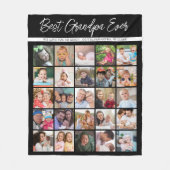 Grandpa Ever 25最高のフォトコラージュ白黒 フリースブランケット (正面)