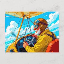 Grandpa flying a plane シーズンポストカード