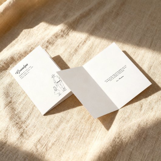 Grandpa From Granddaughter Minimal Line Art カード