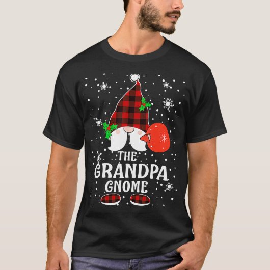 Grandpa Gnome Buffalo Plaid Matching Family Christ Tシャツ (正面)