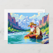 Grandpa gold panning at Yukon River シーズンポストカード (正面/裏面)