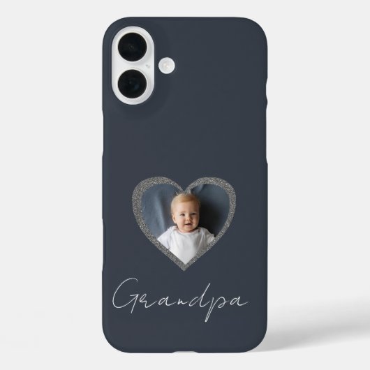 Grandpa Grey Heart Grandkid Custom Photo  Case-Mate iPhoneケース (裏面)