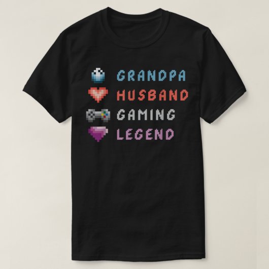 Grandpa Husband Gaming Legend Console Gamer Contro Tシャツ (デザイン正面)