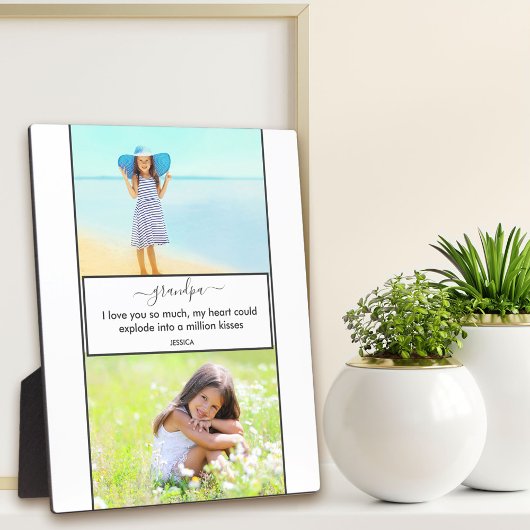 Grandpa I Love You - 2 Photo White and Gray フォトプラーク