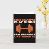 Grandpa Lift Weights Bodybuilding Grandfather Weig カード (黄色い花)