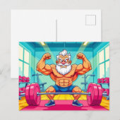 Grandpa lifting weights making sports シーズンポストカード (正面/裏面)