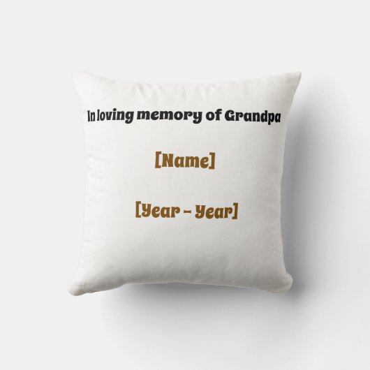 Grandpa Memorial Pillow – Forever Loved クッション (裏面)