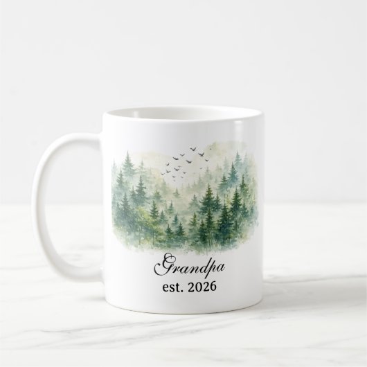 Grandpa Misty Forest Watercolor コーヒーマグカップ (左)