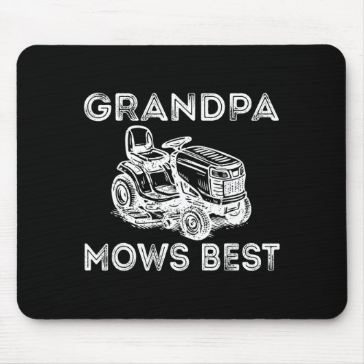 Grandpa Mows Funny Lawn Mower Father's Day Papa  マウスパッド (正面)