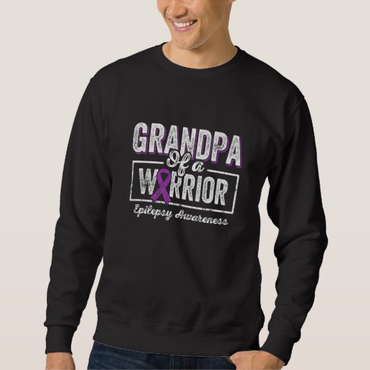 GrandPa of a Warrior Epilepsy GrandPa Purple Ribbo スウェットシャツ (正面)