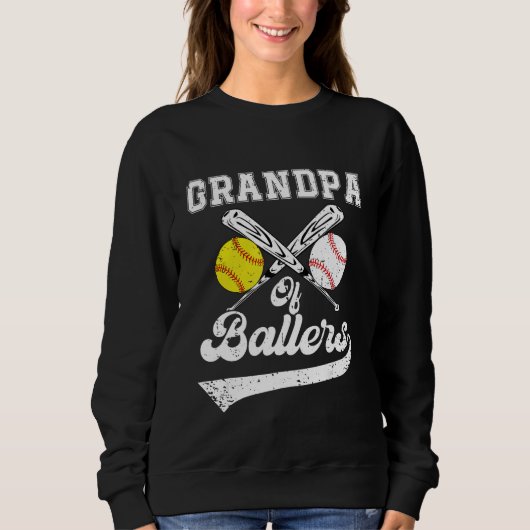 Grandpa Of Ballers Softball Baseball Player Father スウェットシャツ (正面)