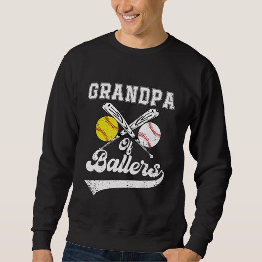 Grandpa Of Ballers Softball Baseball Player Father スウェットシャツ (正面)
