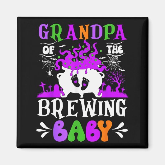 Grandpa Of The Brewing Baby Grandpa To Be Hallowee マグネット (正面)