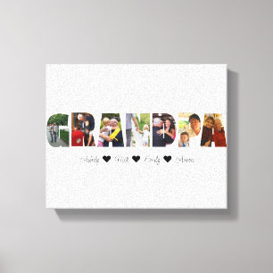 Grandpa Photo Collage Canvas Print with 7 Photos キャンバスプリント