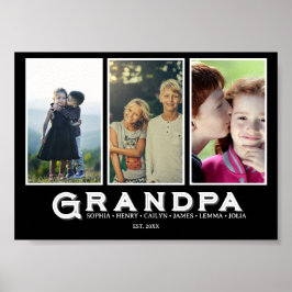 Grandpa Photo Collage – Custom Grandkids Names  ポスター