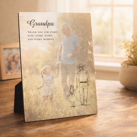 Grandpa Photo Line Art From Granddaughter フォトプラーク
