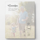 Grandpa Photo Line Art From Granddaughter フォトプラーク (正面)