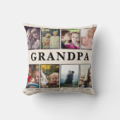 Grandpa Pillow – 8 Photos & Grandkids’ Names クッション (正面)