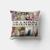 Grandpa Pillow – 8 Photos & Grandkids’ Names クッション (正面)