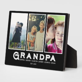 Grandpa Plaque – Custom Names & 3 Photo Collage フォトプラーク