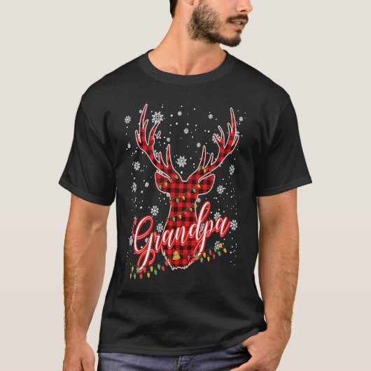 Grandpa Reindeer Family Matching Pyjama Christmas Tシャツ (正面)