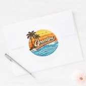 Grandpa Retro Sunset Design ラウンドシール (封筒)