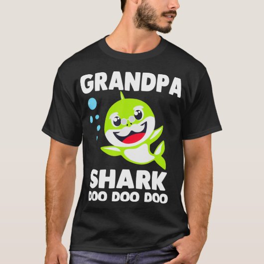Grandpa Shark  Funny Fathers Day Gift for Mens Kid Tシャツ (正面)