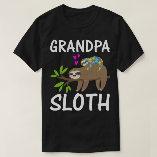 Grandpa Sloth Hearts Autistic Sloth Autism Awarene Tシャツ (デザイン正面)