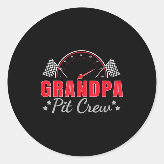 Grandpa T Crew Race Car Driver Birthday Party Raci ラウンドシール (正面)