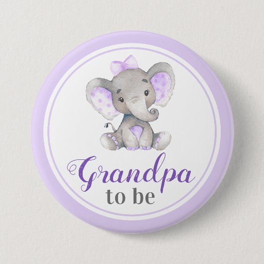 Grandpa to be Baby Girl Shower Lilac Little Peanut 缶バッジ (正面)
