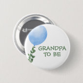 Grandpa to be Blue Balloon Baby Showerボタン 缶バッジ (正面&裏面)